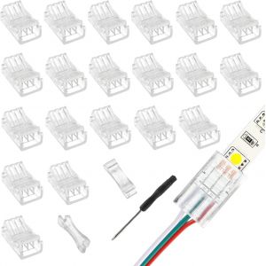 3 Pin 10mm Led Cob Light Band Connector Light Band To Line Quick Connector Rgb Light Adapter Clear Track Lighting Connector No Backlash For 5050 Led Rgb Light Band (20pcs) - Neuf