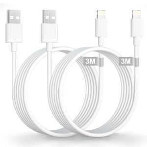KALANKA-Cable iPhone 3M 2Pack [Apple MFi Certified], Cable USB vers Lightning C&acirc;ble Lightning Long cable iPad Fil Chargeur iPhone Cordon USB pour iPhone 14 Pro Max/13/12 Mini/11/X/XS/XR/SE/8/7/6 Plus - Neuf