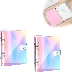 Classeur A6, 2 Pi&iquest;&iquest;ces Classeur Budget, Anneau Couleur Transparente, Classeur A6 6 Anneaux, Organiseur A6 avec Boutons, Classeur Souple pour Albums Photos, Agendas, Dossiers - Neuf