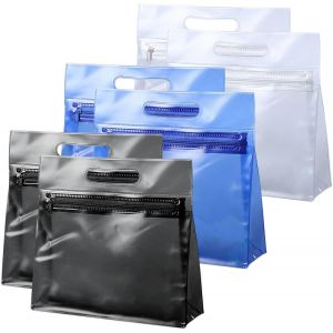 KALANKA-Trousse de Toilette Transparente Givr&eacute;,Trousse de Voyage Sac &agrave; Main avec Tirette,6 Pi&egrave;ces Multifonction Translucide Pochette Voyage Trousse de Toilette Avion pour Vacances,Salle de Bain - Neuf