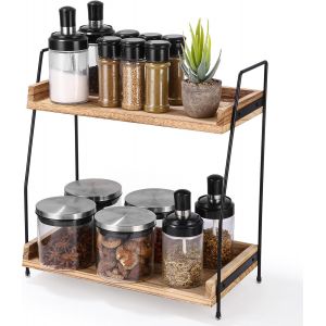 Eryi-Étagère À Épices, Étagère De Rangement À 2 Niveaux, Coin Cafe Rangement, Organisateur Plan De Travail, Etagere Rangement Pour Cuisine, Salle À Manger, Bureau - Neuf