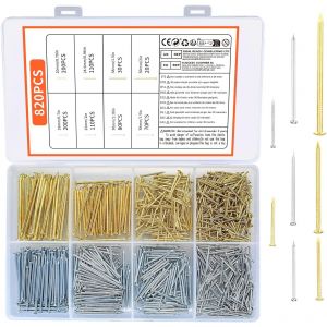 Chenquansarl-820 Pièces Assortiment De Clous, Clous À Tête Ronde, Clous Bois Matériel Fabriqué Main Accessoires De Fixation Pour Meubles Décoratifs, Accrocher Tableaux, Diy - Or, Argent - Neuf