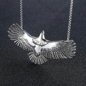 Takahashi Goro Or Tête Aigle Pendentif Vintage Indien Griffe Griffe Collier Pour Femmes Hommes Acier Inoxydable Laine - Neuf
