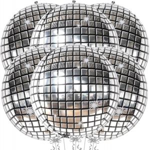 , Lot De 6 Grands Ballons Disco Argentés ¿ Décorations De Fête Disco | Ballons Disco 4D Pour Enterrement De Vie De Jeune Fille | Ballons Du Nouvel An Pour Décorations De Nouvel An 2025 - Neuf