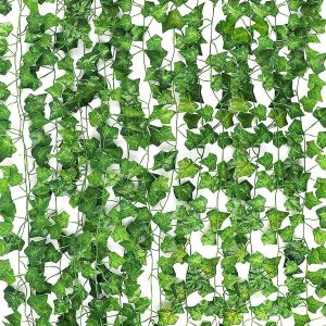 Kalanka-Lierre Artificiel Guirlande Chambre, 12 Pièces 26.4m Faux Lierre, Lieres Artificielles Decoration Pour Cuisine, Patio, Balançoire, Mariage, Bureau, Fête, Noël, Décoration D'halloween, Vert - Neuf