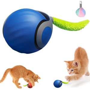 Letnerny-Speedy Tail 2.0 Jouet Interactif Pour Chat, Balle Interactive Pour Chat, Balle Roulante À 360° Intelligente Et Automatique Pour Grands Petits Chats Et Chiens (Bleu) - Neuf