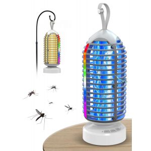 Lampe Anti-Moustique &Eacute;lectrique 3000v, Insecticide Led Int&eacute;rieur/Ext&eacute;rieur, &Eacute;tanche Ipx4, Id&eacute;ale Pour Maison, Jardin, Terrasse, Camping (Gris) - Neuf