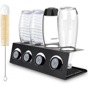 Ulteronixshop-Soda Stream Lot de 4 porte-bouteilles en acier inoxydable avec support de couvercle pour bouteilles SodaStream Crystal & Emil - Neuf