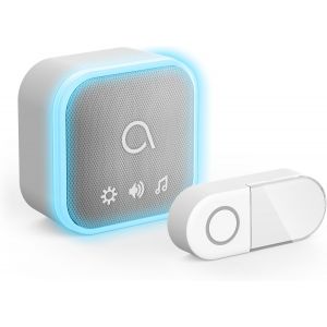 KALANKA-Sona-T Sonnette Sans Fil avec Carillon, Design Tissu &Eacute;l&eacute;gant, Bouton &Eacute;tanche avec Porte-Nom, Port&eacute;e 150 m, Flash LED - Neuf