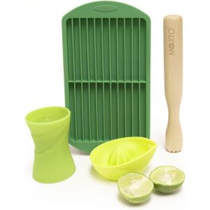 Kal-Kit Mojito Cocktails 4pc Set Presse Agrumes Citron Manuel 30 Ml 45 Ml Doseur À Cocktail, Feuilles De Menthe Sucre Pilon En Bois Pour Cocktails Et Silicone Moule Bac À Glace Pilée - Neuf