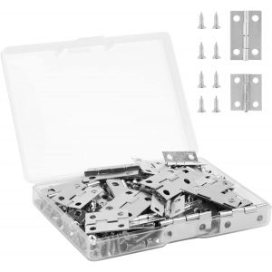 70 Pi&egrave;ces Mini Charni&egrave;re Plate, Petite Charniere Invisible R&eacute;tro Durable et Robuste Charniere Porte pour Bo&icirc;te Coffre &agrave; Bijoux Cabinet DIY Accessoires Avec 300 Vis (Argent, 24x16mm + 18x15mm) - Neuf