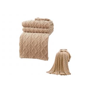 Couverture R&eacute;versible En Fausse Fourrure Kaki 100x150cm - Neuf