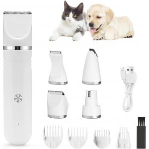 4 En 1 Tondeuse Chat Set, Silencieuse Tondeuse Pour Chat, Tondeuse &Agrave; Cheveux Sans Fil Et Silencieuse Pour Chiens Et Chats (Blanc) - Neuf