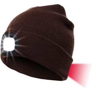 Casquette Led En Tricot Avec Lumi&egrave;re Rechargeable Par Usb, &Eacute;clairage Et Modes D'avertissement Clignotant 8 Led, Installation Facile Avant Et Arri&egrave;re, Bonnet En Tricot Chaud D'hiver - Neuf