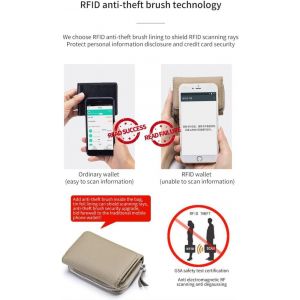 CAUC-Petit Portefeuille Femme avec Poche &agrave; Fermeture &eacute;clair en Cuir V&eacute;ritable Porte-Monnaie Porte-Carte de Cr&eacute;dit Blocage RFID pour Dames Fille - Rouge - Neuf