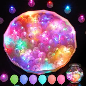 CAUC-60pcs Mini LED Ballons Lumineux, Rond Lampes Lumineuses F&ecirc;te Clignotant, R&eacute;utilisable et &Eacute;tanches pour Anniversaire, Mariage, F&ecirc;tes, Halloween, No&euml;l D&eacute;coration (Color&eacute;) - Neuf