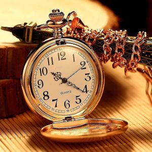 Vintage Pocket Watch Quartz Pocket Watch Avec Cha&icirc;ne Classique Mouvement M&eacute;canique Pocketwatch Lisse Argent Acier Hommes Montre &Agrave; Remontage Manuel Montre De Poche Fo - Neuf