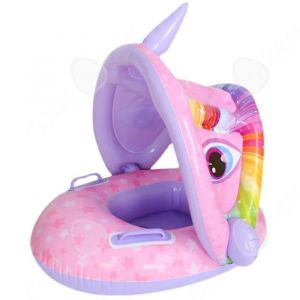 C Bou&eacute;e Piscine 71.5 X 55cm Flotteur De Natation Avec Auvent Flotteur De Piscine Avec Parasol Amovible Pour Gar&ccedil;ons Filles 1-6 Ans - Neuf