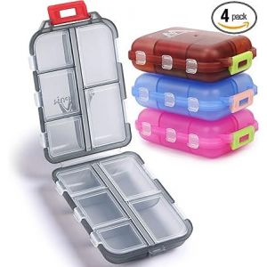 Pack de 4 Portable Pilule Organisateur, Petit Hebdomadaire de Voyage Boîte à pilules, Portable Poche, Boîte à pilules, Distributeur de Sac à main, des Compartiments pour les Vitamines - Neuf
