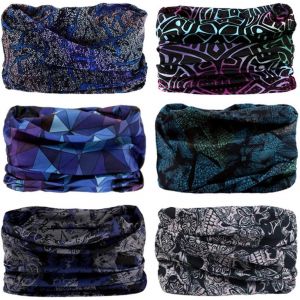 Slep-Bandana Multifonctions Couvre-Chef Sans Soudure - 6 Pcs Elastique Tube Bandeaux Echarpe Gaiter Balaclava Masque Pour Yoga Course À Pied Randonnée Cyclisme - Neuf