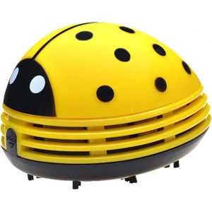 NouvelHorizonstore-Aspirateur &agrave; Poussi&egrave;re Coccinelle, Aspirateur Coccinelle avec Dessin Anim&eacute; Adorable ABS Aliment&eacute; par Batterie Mini pour La Maison, Le Bureau, Le Bureau d'Ordinateur, Jaune - Neuf