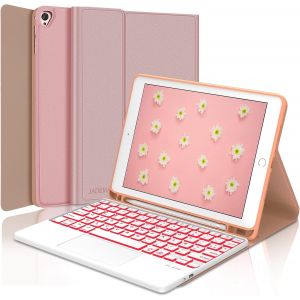 KALANKA-Clavier avec Trackpad pour iPad 10.2"" 9eme/8eme/7eme Generation, AZERTY Clavier Bluetooth D&eacute;tachable avec Pav&eacute; Tactile pour 9e/8e/7e Generation 2021/2020/2019, Rose - Neuf
