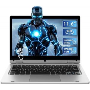 CHECARZHN--NO1-Ordinateur Portable 11.6 Pouces 6Go Ram 128Go Ssd Celeron N4020 Pc Portable, 360° Pliable Avec Ecran Pc Tactile Laptop, Wifi 2.4G/5G Bluetooth, 1366*768 Ips, Extension Par Sd, Keyboard - Neuf