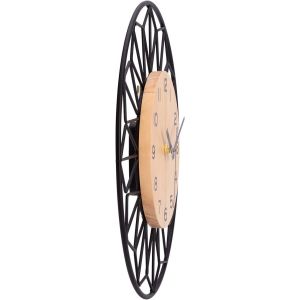 Horloge murale en bois massif et métal, 30 cm, silencieuse, sans tic-tac, pour salon, chambre, cuisine, bureau, grande horloge murale en bois naturel, moderne et classique - Neuf
