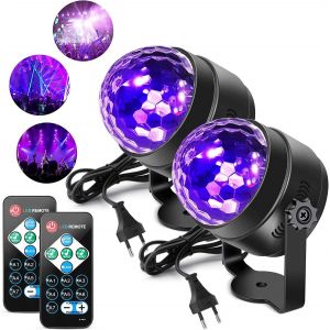 lbgwp60-Boule Disco À Lumière Noire Uv, 6W Led Lumières De Scène Activée Par La Musique 7 Modes D'Éclairage Effets D'Éclairage Avec Télécommande Pour Halloween Décoration Dj Party - Neuf