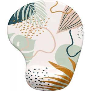 Tapis De Souris, Ergonomique Tapis De Souris Gamer Avec Repose Poignet En Gel, Portable, Parfait Pour Ordinateur, Bureau, Travail, Fleur Noire - Neuf
