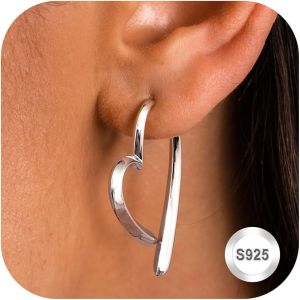 Kal-Boucles D'oreilles Femme Argent 925 Boucles D'oreilles Créoles En Forme De C?ur Creoles Plaquées Or 14k Boucles D'oreilles Pendantes Fantaisie Boucles D'oreilles Femme Or Argent Cadeau Femme - Neuf