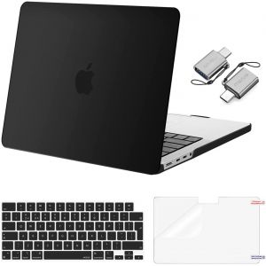 Compatible avec MacBook Pro 14 Pouces 2024-2021 M4 M3 M2 M1 A3112 A3185 A3401 A2918 A2992 A2779 A2442 Pro Max,Coque Rigide&Couverture de Clavier&Film d'écran&Adaptateur de Type C,Noir Cristal - Neuf
