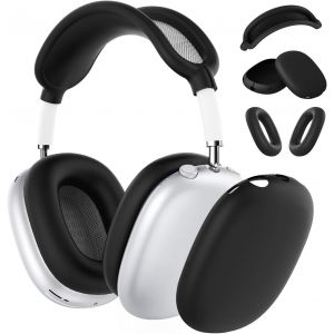 LORANKA-Coque en Silicone pour AirPods Max &Eacute;couters Silicone des Housses pour Les Oreillettes, Les Coupelles d'oreille et l'Arceau - Anti-Rayures Coque de Protection en Souple - Noir - Neuf