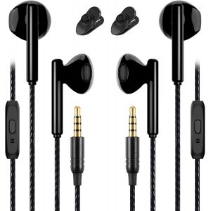 LORANKA-&Eacute;couteurs Intra-Auriculaires filaires avec Microphone, appels clairs, Basses puissantes, &eacute;couteurs l&eacute;gers avec Prise Jack 3,5 mm - Neuf