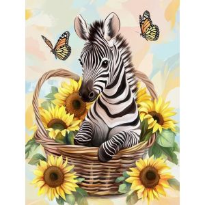 Ayuhr-5d Diy Diamond Painting Kits Zèbre, Tournesol Broderie Diamant Kits De Broderie Au Point De Croix Strass Rond Résine Peinture Décor À La Maison 30x40 Cm - Neuf