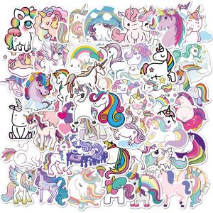 Lot de 50 autocollants graffiti licorne pour ordinateur portable, voiture, moto, vélo, casque, skateboard, guitare, bouteille d'eau, décoration cool, cadeaux - Neuf