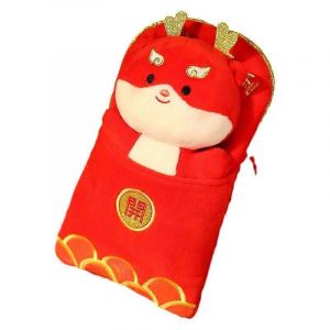 Sacoche rouge du Nouvel An, petit sac, mascotte de l'année du dragon, jouet en peluche, monnaie porte-bonheur, cadeau pour bébé dragon-rouge - Neuf