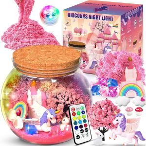 Eryi-Veilleuse Licorne Pour Cadeau Fille 3 4 5 6 7 8 Ans, Licorne Fille Kit Veilleuse Avec Jardin Des Plantes, Bricolage Terrarium Plante Licorne Jouet, Activité Manuelle Jouet Licorne Pour Enfants - Neuf