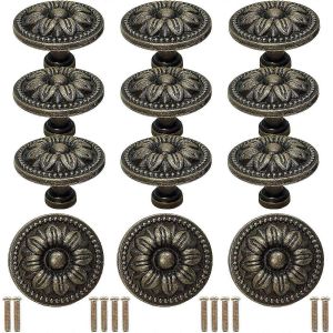 12pcs boutons de tiroir vintage avec vis,poign&eacute;es d'armoire de cuisine bouton meuble porte poign&eacute;e de tirage,pour armoire de commode - Neuf
