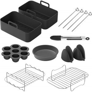 Air Fryer Accessories,9 Pack Suitable for Ninja Double Air Fryer,Reusable Air Fryer Liners,Silicone Gloves - Neuf