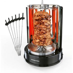 SUBZONAL-Gril à kebab | Gril électrique vertical pour kebab, gyros, chachlyk | Gril électrique avec broche centrale et 6 broches supplémentaires, également utilisable comme gril à chachlyk - Neuf