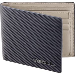 Portefeuille En Cuir En Fibre De Carbone Avec Blocage Rfid,Portefeuille En Cuir V&eacute;ritable Avec 1 Fen&ecirc;tre Id,2 Pochettes De Caisse Et 14 Fentes Pour Cartes De Cr&eacute;dit (Carbone Noir+Gris) - Neuf