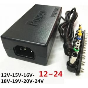 Chargeur Universel - Non spécifié - 96W - 8 embouts - 12V à 24V - Noir - Neuf
