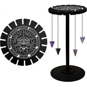 Pendule Stand Moth Crystal Display Shelf Pendule en bois Rack Pendule Noir Pendule Display Stand Sorcière Stuff Pour Cristaux Pierres Colliers Accessoire - Neuf