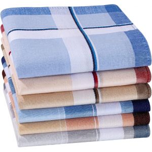Kalanka-Homme Mouchoir En 100% Coton Doux Avec Classique Carreaux Pour Mariage Soirée Business Lot De 6 Ou 9 Pièces, 15x15''/38x38cm - Neuf