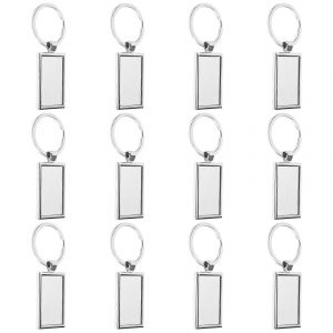 12 Pièces Sublimation Blanc Porte-Clés Rectangle Métal Transfert De Chaleur Porte-Clés Blanc Porte-Clés Pour Le Bricolage - Neuf
