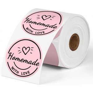Lot de 750 étiquettes rondes roses-Compatible avec MUNBYN,,Polono,Imprimante d'étiquettes sans BPA-Étiquettes thermiques autocollantes pour logo,code-50x50 mm - Neuf