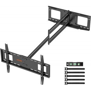 WHIY-Support Mural Tv Extra Longue Portée,Support Mural Tv Pivotant Et Inclinable Avec Bras Articulé De 1219Mm,Convient Aux Téléviseurs Plats/Incurvés De 37 À 86 Pouces,Supporte 50Kg,Vesa 600X400Mm - Neuf