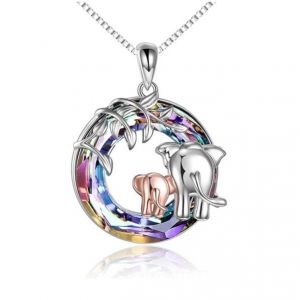 Collier &Eacute;l&eacute;phant En Alliage, Pendentif Famille M&egrave;re-Fille, Bijoux Animaux Pour Femmes Et Filles - Neuf