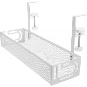 Passe-c&acirc;bles de bureau, gestion des c&acirc;bles sous le bureau, panier pour g&eacute;rer les c&acirc;bles et les multiprises, accessoires de bureau, organisateur de c&acirc;bles pour bureau, bureau &agrave; domicile (blanc - Neuf
